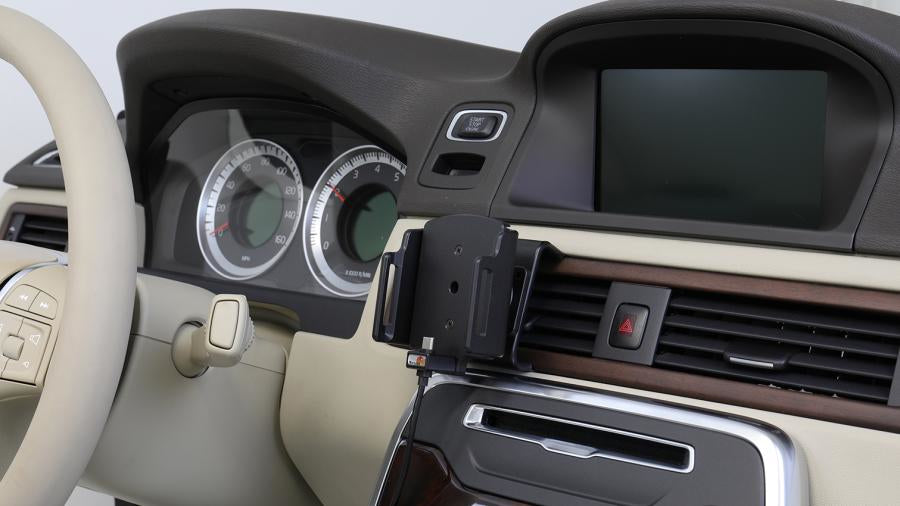 Brodit Auto-Halterung, Lüftung, 360° drehbar, mit Zigarettenanzünder-Ladegerät – universal – Schwarz, ABS