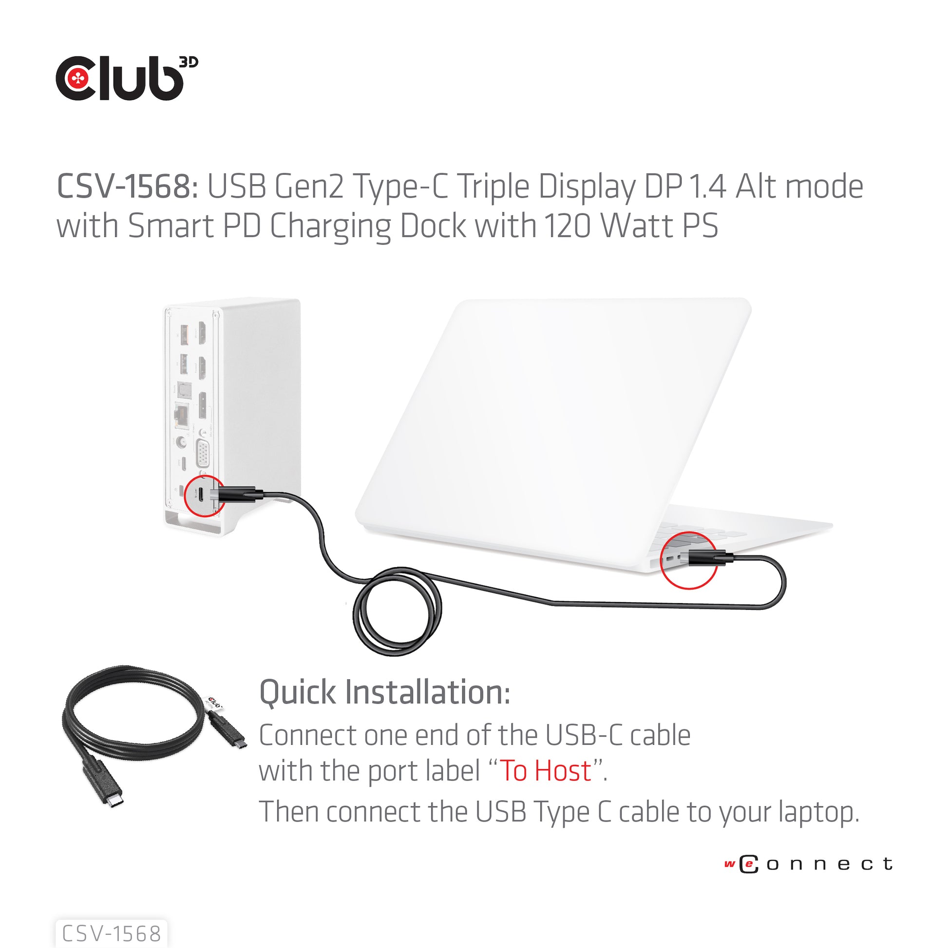 CLUB3D Club 3D CSV-1568 Dockingstation – USB-C, 1× DP, 2× HDMI, 1× VGA, 3× USB-A, 100 W PD, für Windows/Mac