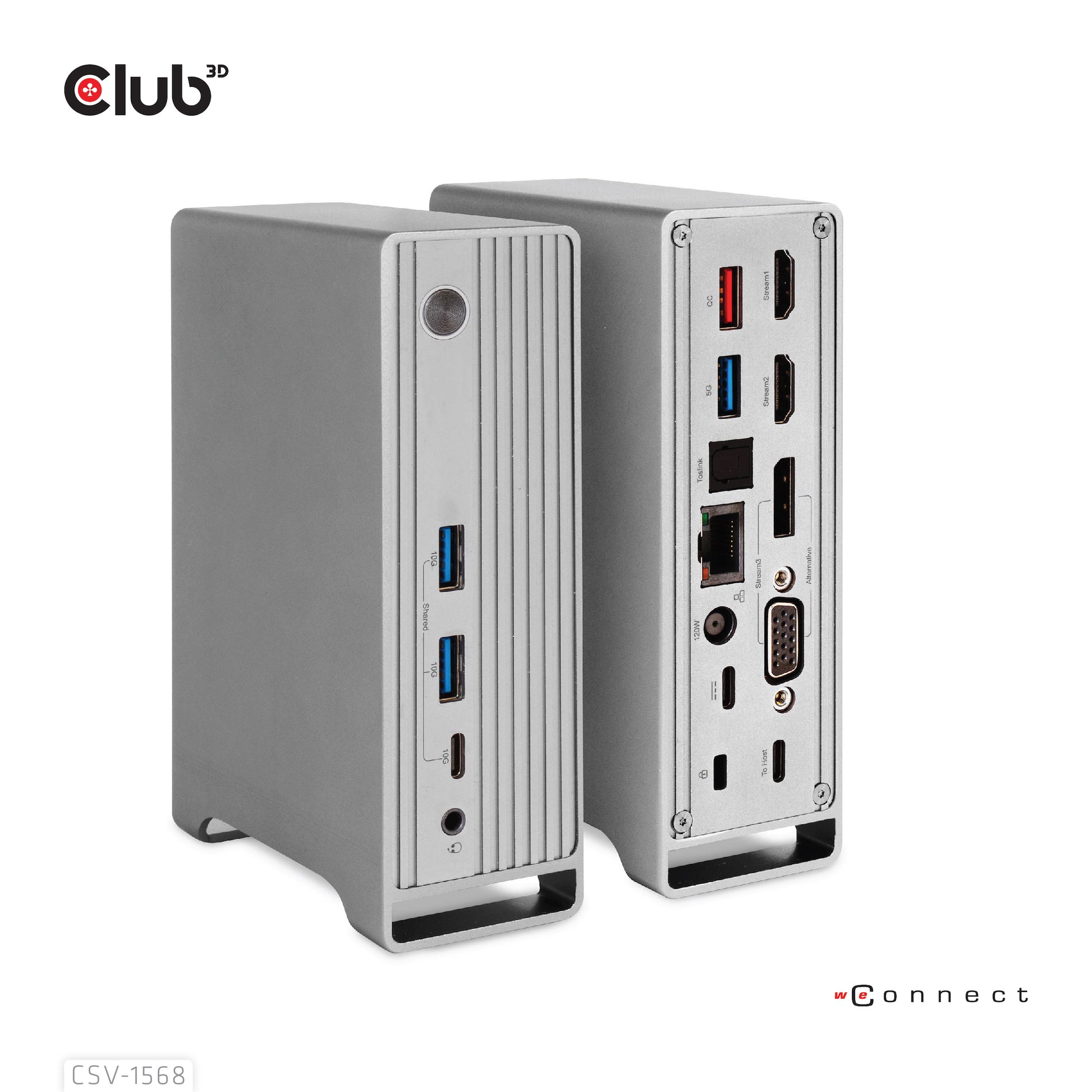 CLUB3D Club 3D CSV-1568 Dockingstation – USB-C, 1× DP, 2× HDMI, 1× VGA, 3× USB-A, 100 W PD, für Windows/Mac
