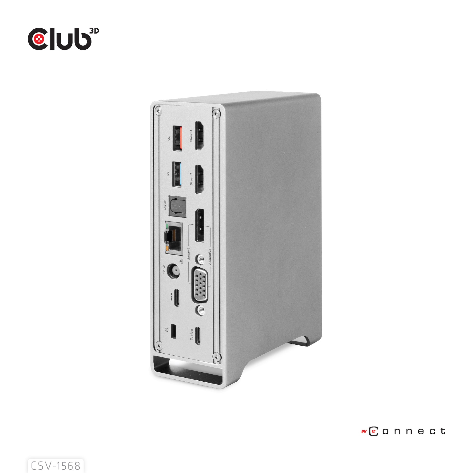 CLUB3D Club 3D CSV-1568 Dockingstation – USB-C, 1× DP, 2× HDMI, 1× VGA, 3× USB-A, 100 W PD, für Windows/Mac