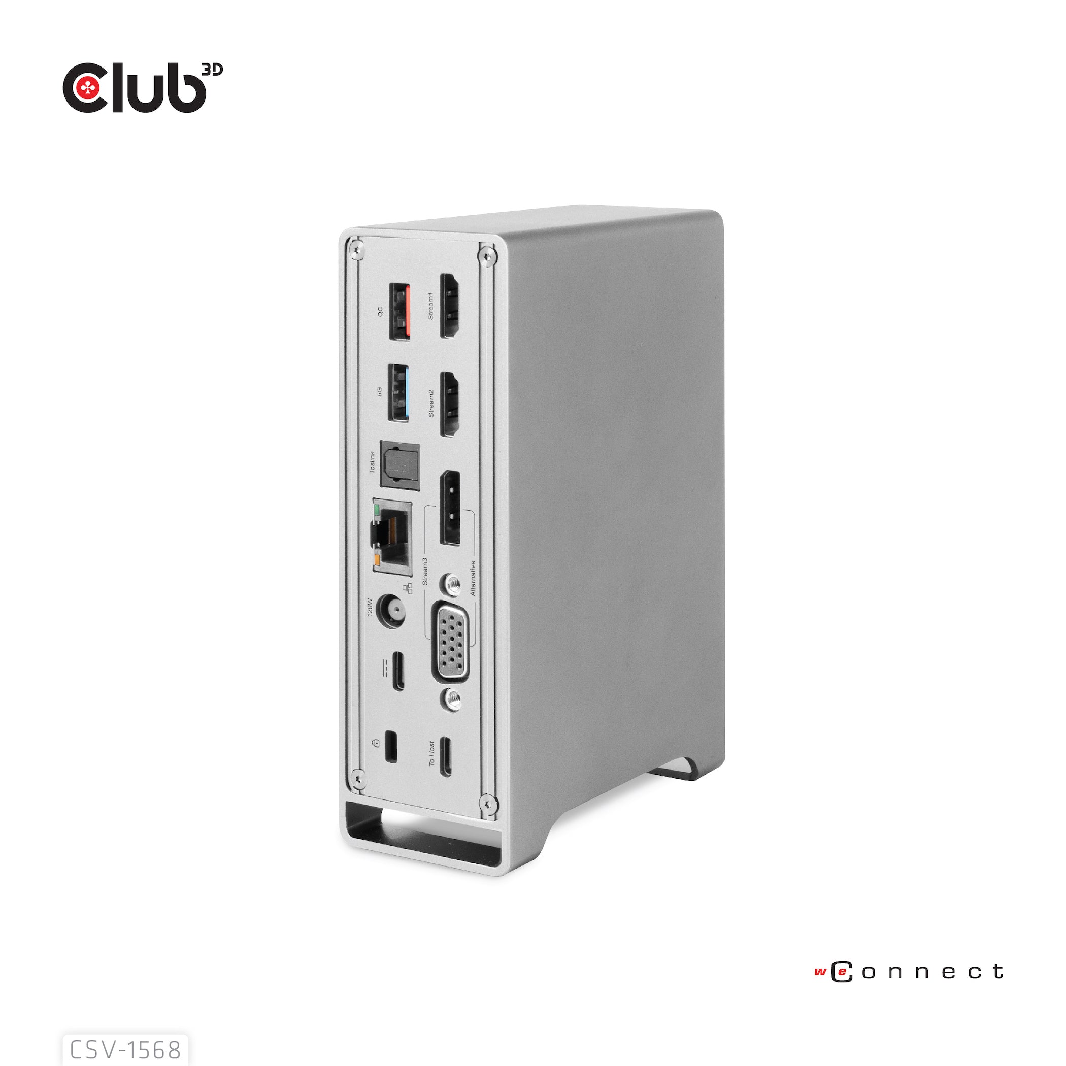 CLUB3D Club 3D CSV-1568 Dockingstation – USB-C, 1× DP, 2× HDMI, 1× VGA, 3× USB-A, 100 W PD, für Windows/Mac