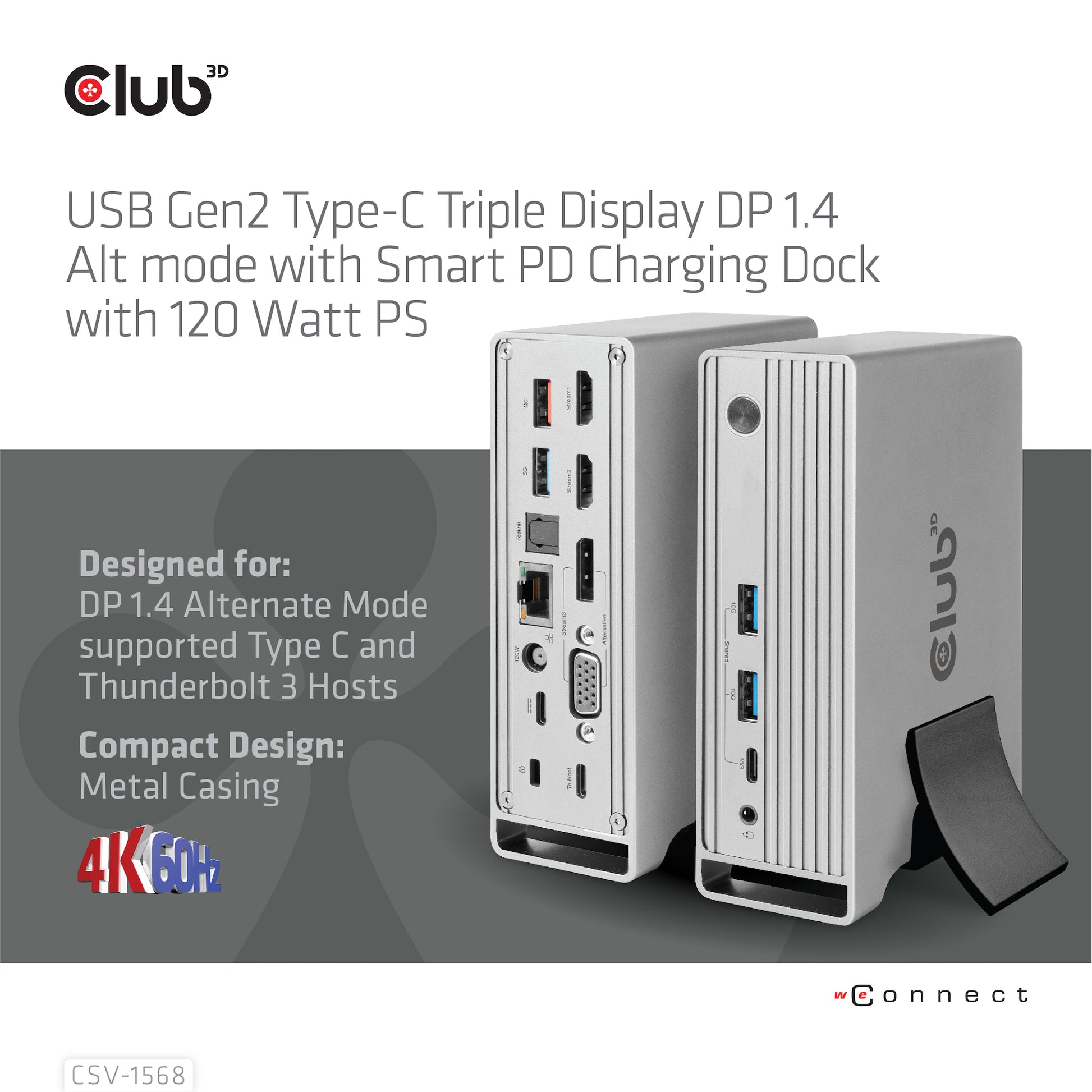 CLUB3D Club 3D CSV-1568 Dockingstation – USB-C, 1× DP, 2× HDMI, 1× VGA, 3× USB-A, 100 W PD, für Windows/Mac
