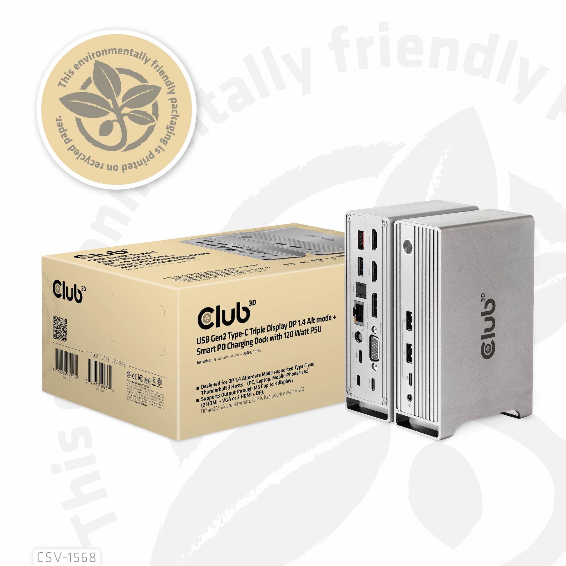 CLUB3D Club 3D CSV-1568 Dockingstation – USB-C, 1× DP, 2× HDMI, 1× VGA, 3× USB-A, 100 W PD, für Windows/Mac