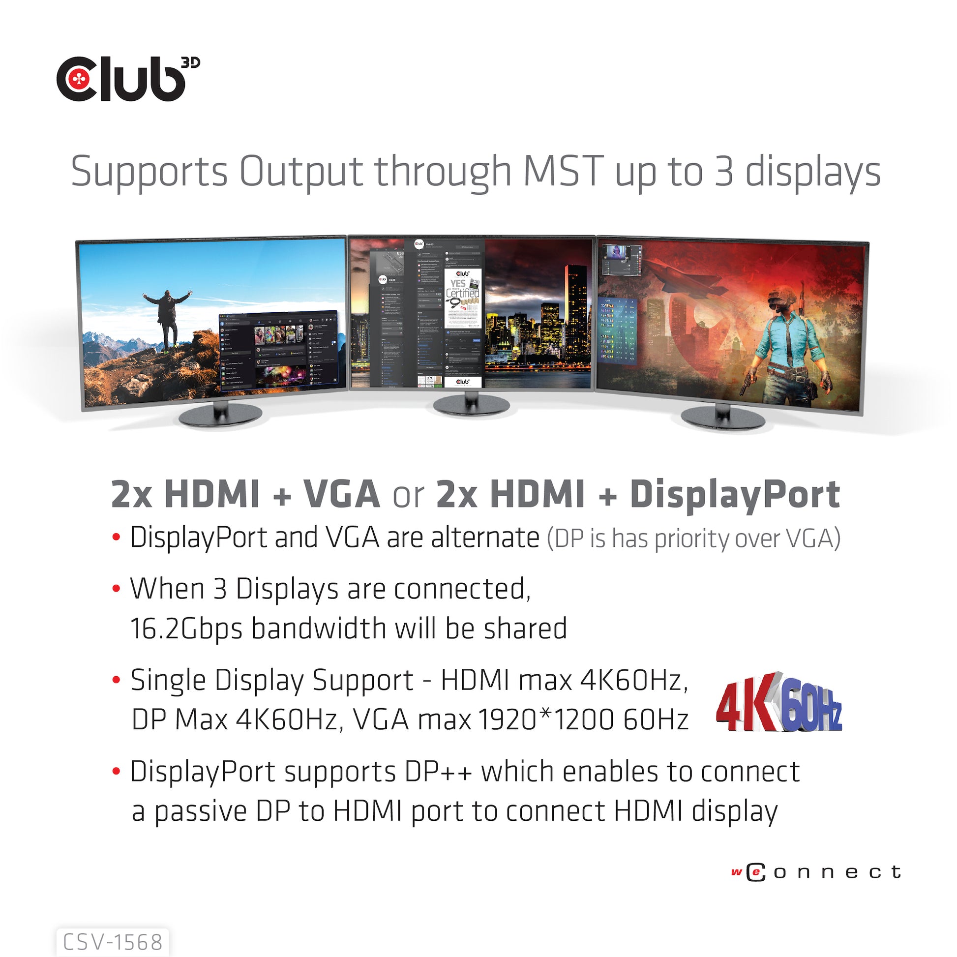 CLUB3D Club 3D CSV-1568 Dockingstation – USB-C, 1× DP, 2× HDMI, 1× VGA, 3× USB-A, 100 W PD, für Windows/Mac