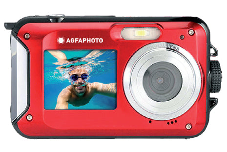 AgfaPhoto Realishot WP8000 – Unterwasserkamera, wasserdicht bis 3 m, 24 MP, 2K, Rot