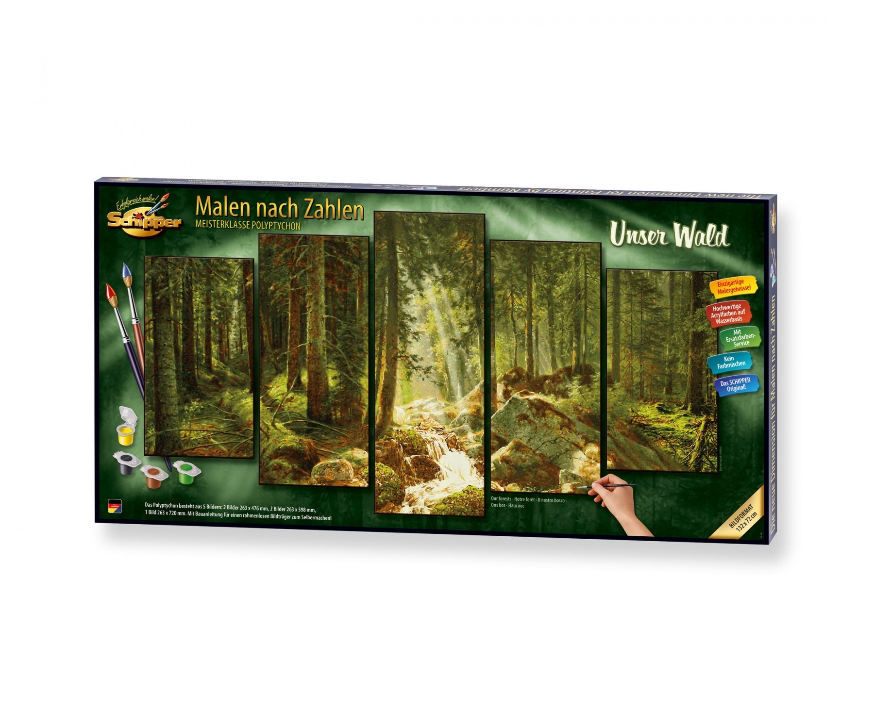 Schipper Malen-nach-Zahlen-Set – Wald – 26,3 × 47,6 cm – 5-teilig – ab 8 Jahren