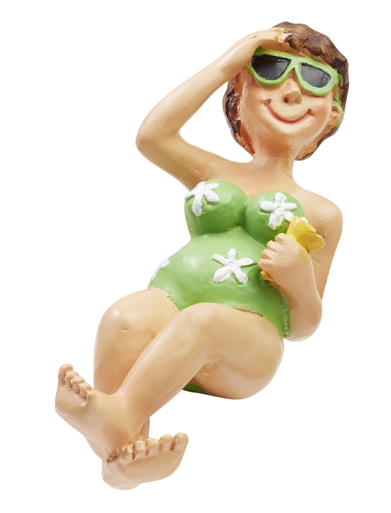 HobbyFun Mini-Figur Badeurlauber, Polyresin, grün/beige, 6 cm