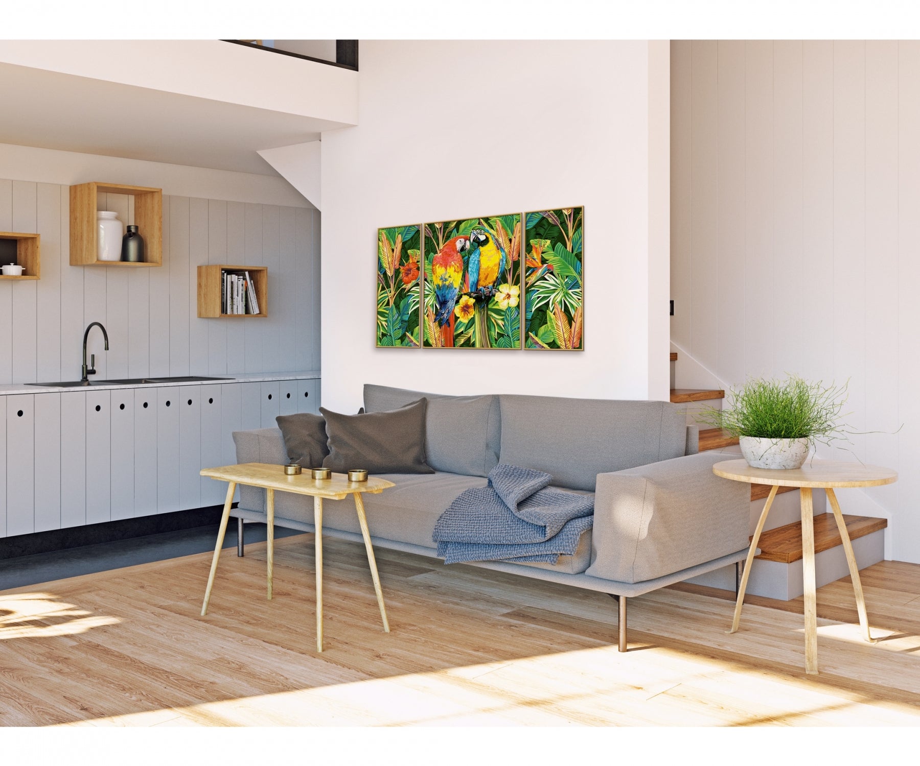 Schipper Malen-nach-Zahlen-Set – Papageien im Regenwald – 3-teilig, 40 × 50 + 2 × 20 × 50 cm – ab 8 Jahren