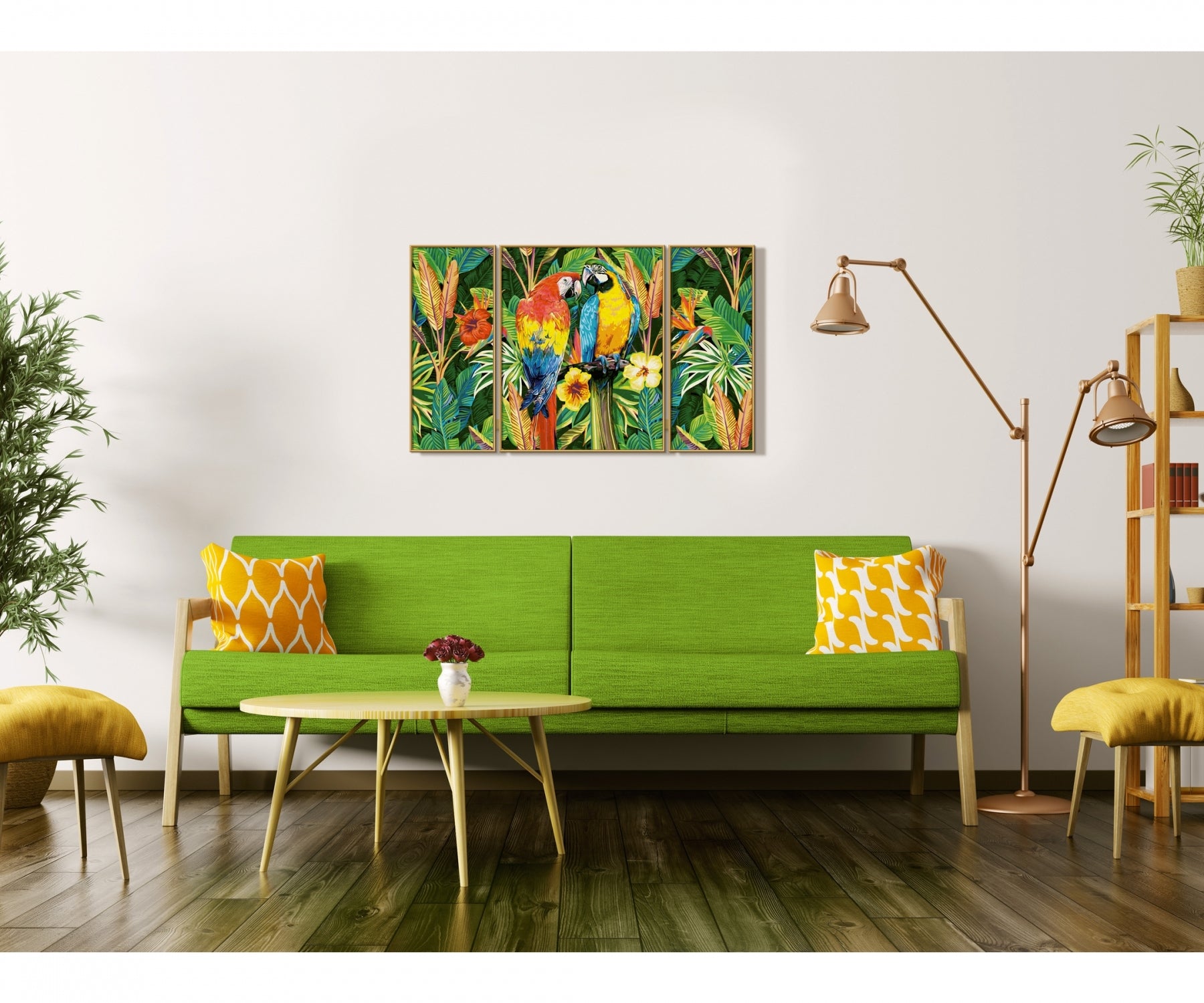 Schipper Malen-nach-Zahlen-Set – Papageien im Regenwald – 3-teilig, 40 × 50 + 2 × 20 × 50 cm – ab 8 Jahren