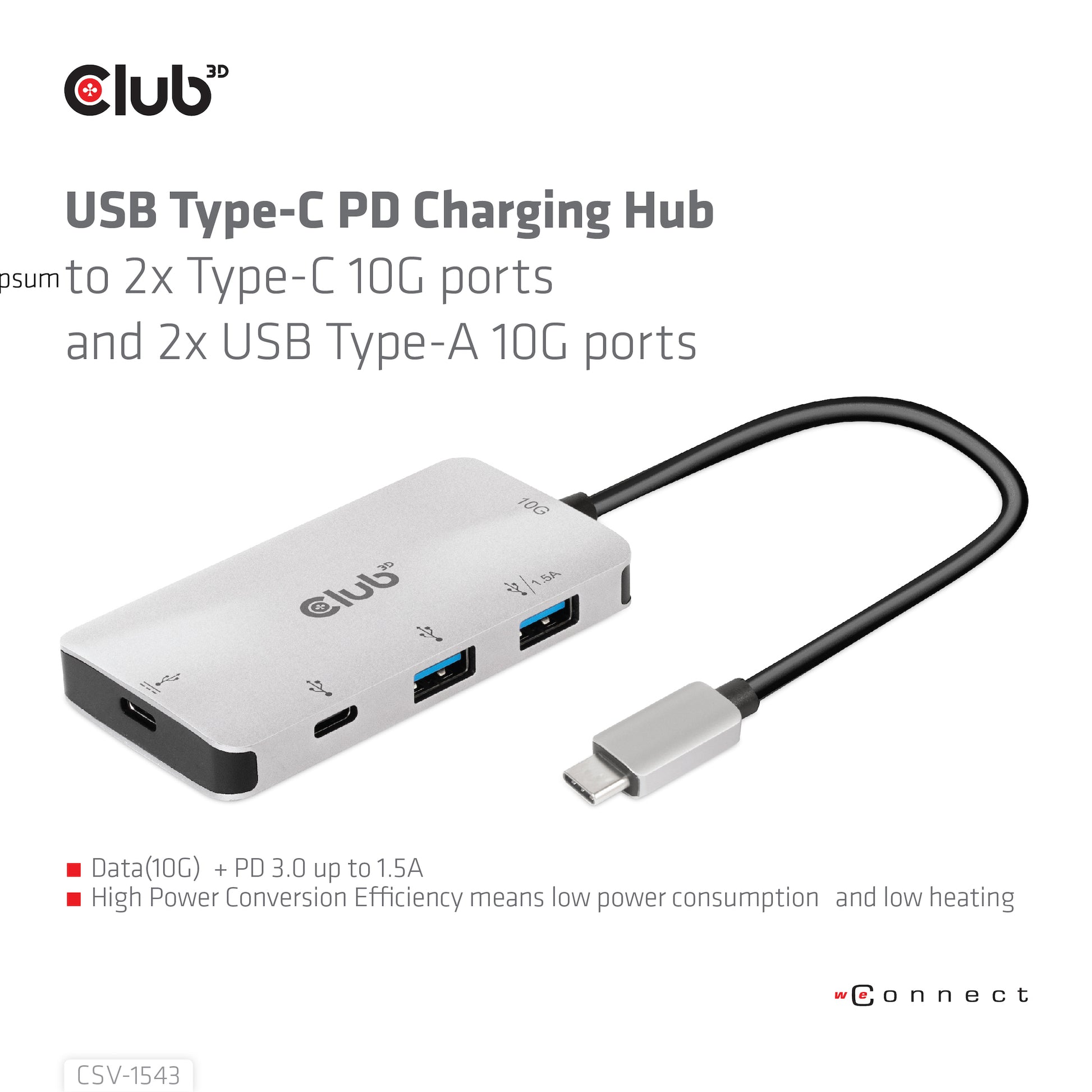 CLUB3D Club 3D USB-Hub – USB-C, 2× USB-A, 2× USB-C, 100 W PD, für Windows/Mac