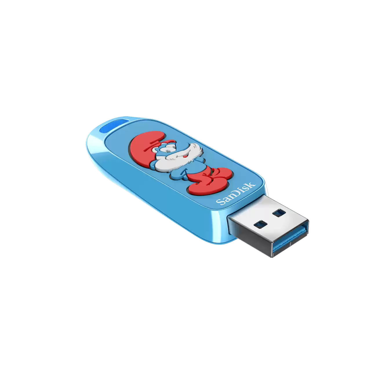 SanDisk Schlümpfe Papa Schlumpf USB-Stick 128 GB – USB-A 3.2 Gen 1, 130 MB/s Lesen, ohne Deckel, Blau