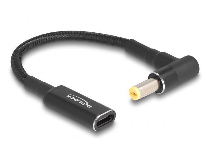 DeLOCK USB-Adapter USB-C (Buchse) auf 5,5×1,7 mm (Stecker) – Abgewinkelt – Schwarz – für Acer-Notebooks