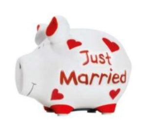 G. Wurm Spardose Hochzeit – Keramik, Weiss – 12,5 × 9 × 9 cm – 3-teilig