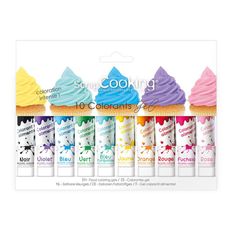ScrapCooking Backaroma & -dekor Lebensmittelfarbe Gel, mehrfarbig – 10×20 g