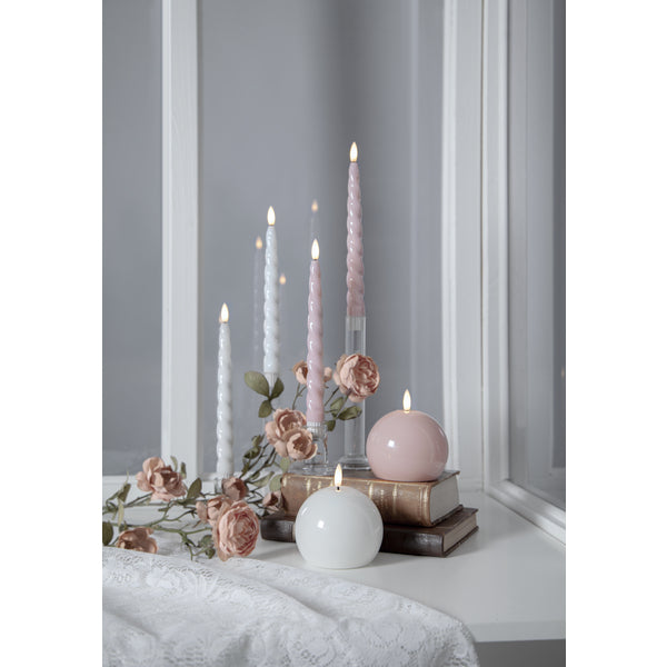 Star Trading LED Dinner Kerze – 2-teilig – Ø 2,1 × 24,5 cm – rosa, Timerfunktion