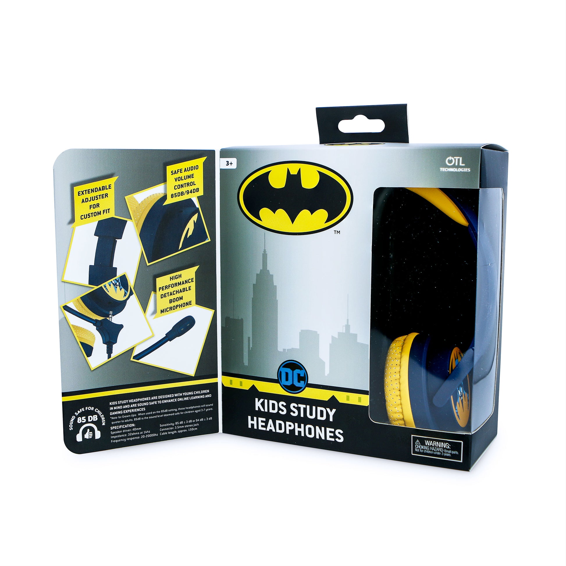 OTL Technologies OTL Batman Study – Gaming-Headset (On-Ear) – 3,5 mm, geschlossen, abnehmbares Boom-Mikrofon – blau