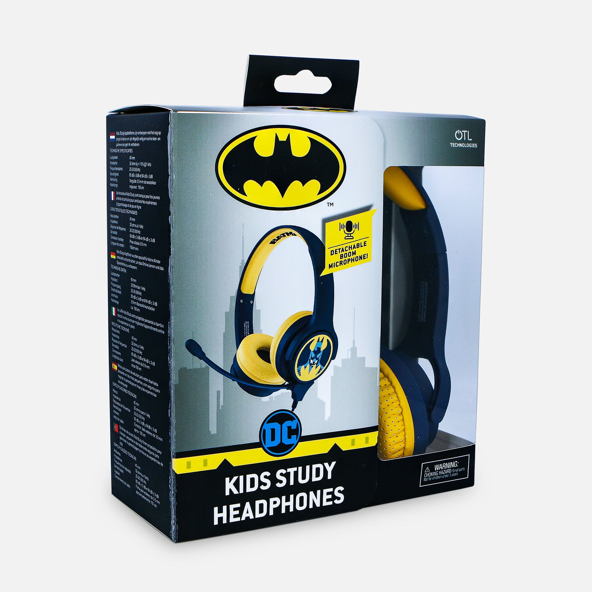 OTL Technologies OTL Batman Study – Gaming-Headset (On-Ear) – 3,5 mm, geschlossen, abnehmbares Boom-Mikrofon – blau