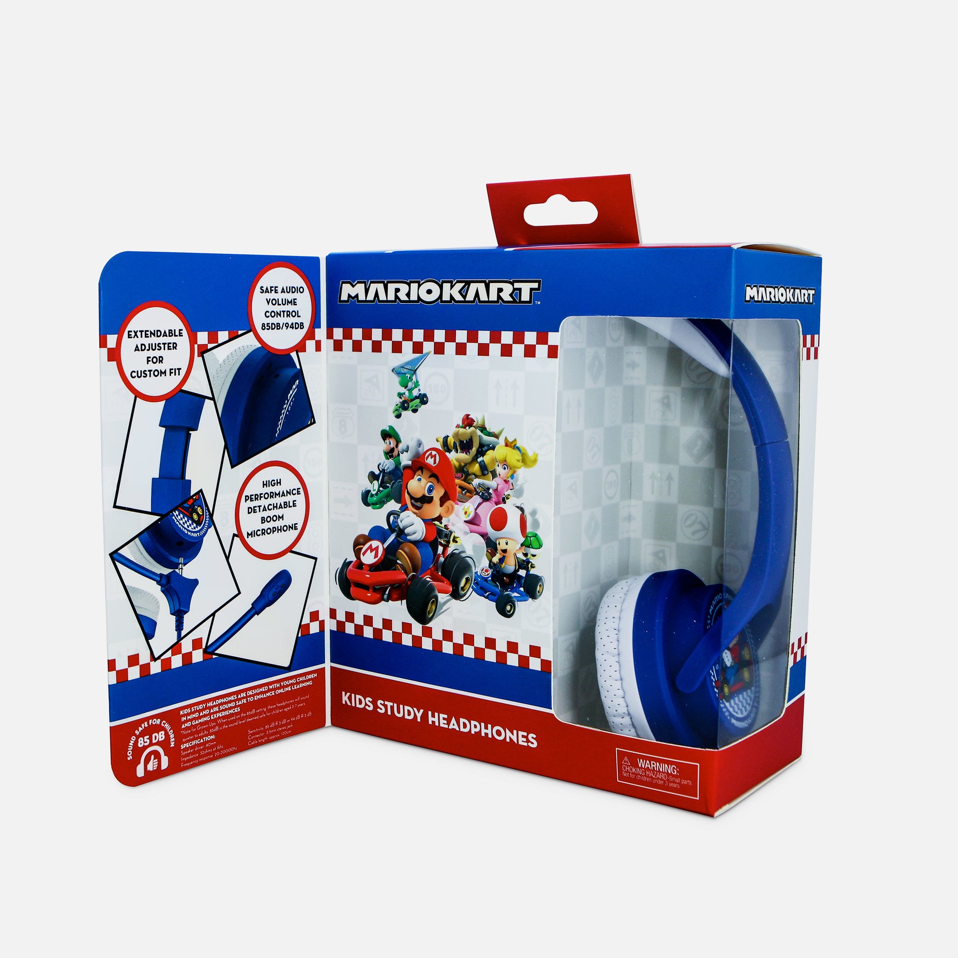 OTL Technologies Mariokart Study Kinderkopfhörer – On-Ear, Stereo, Kabel, 3,5 mm Klinke, Blau/Weiss