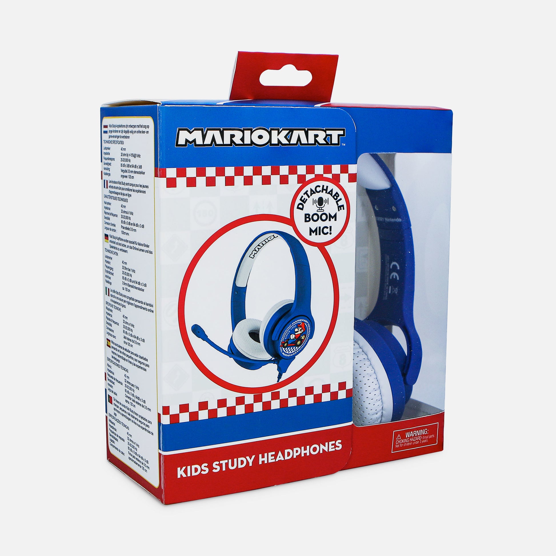 OTL Technologies Mariokart Study Kinderkopfhörer – On-Ear, Stereo, Kabel, 3,5 mm Klinke, Blau/Weiss