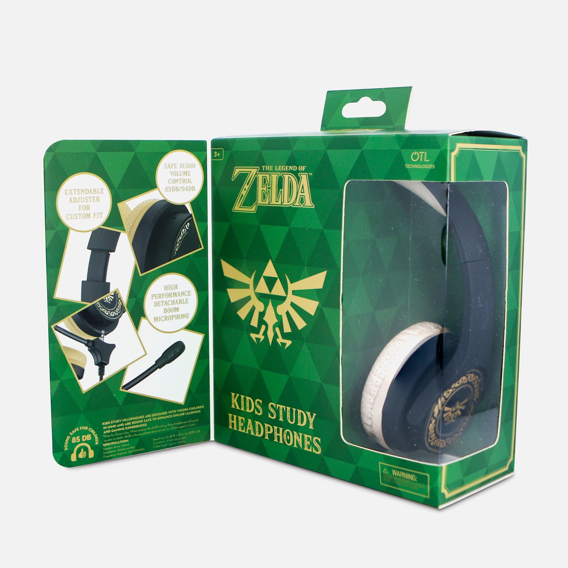 OTL Technologies Zelda Study – On-Ear Gaming-Headset – 3,5 mm Klinke, abnehmbares Boom-Mikrofon – Grau/Braun