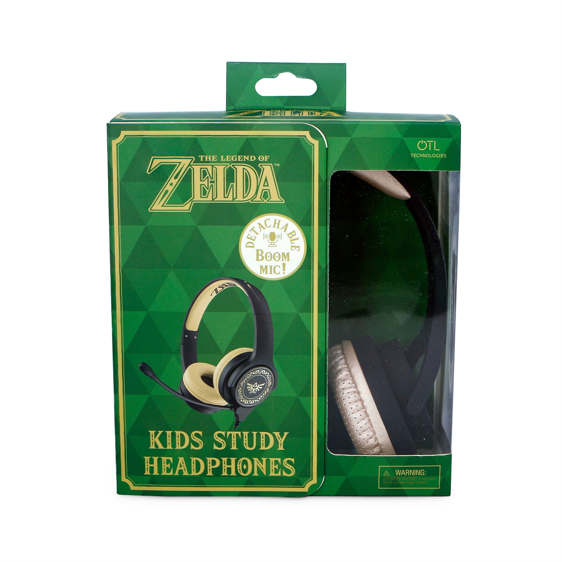 OTL Technologies Zelda Study – On-Ear Gaming-Headset – 3,5 mm Klinke, abnehmbares Boom-Mikrofon – Grau/Braun