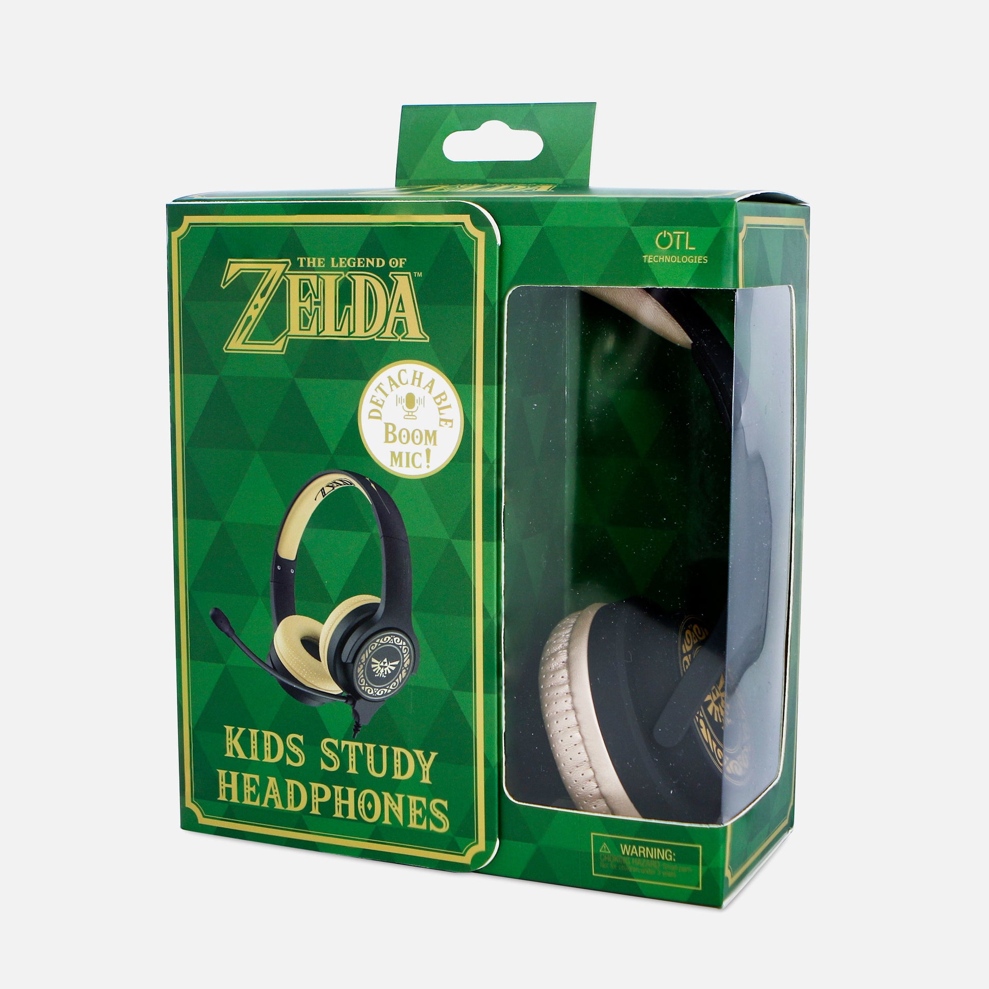 OTL Technologies Zelda Study – On-Ear Gaming-Headset – 3,5 mm Klinke, abnehmbares Boom-Mikrofon – Grau/Braun