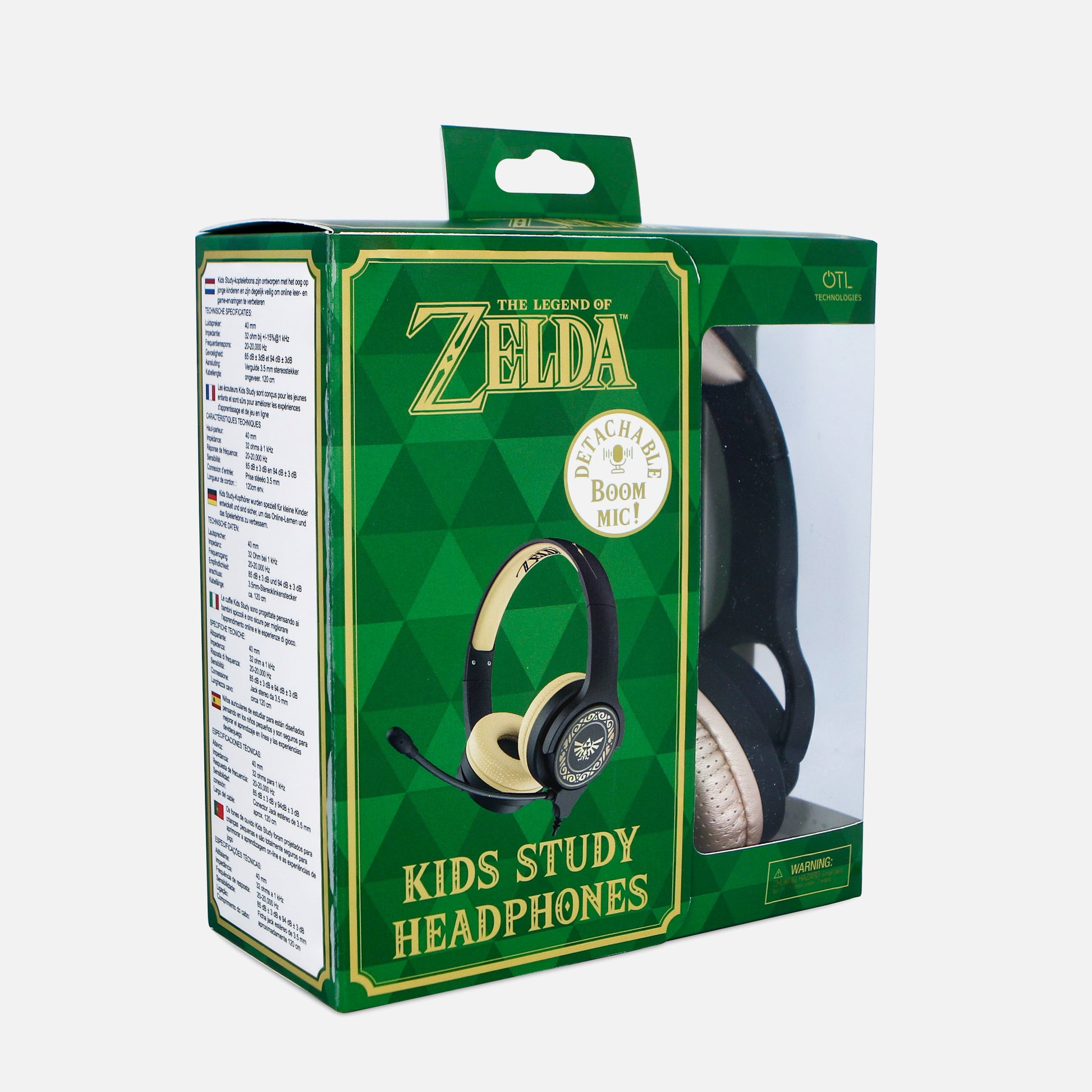 OTL Technologies Zelda Study – On-Ear Gaming-Headset – 3,5 mm Klinke, abnehmbares Boom-Mikrofon – Grau/Braun