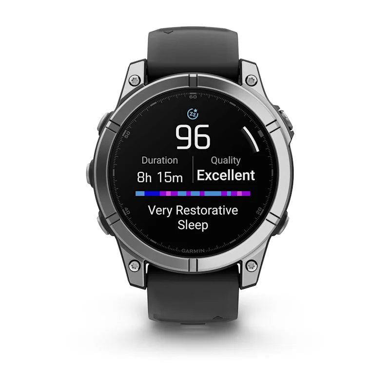 Garmin Fenix E – GPS-Smartwatch – 47 mm, 1,3" AMOLED, WLAN, Bluetooth, Gorilla Glass, 100 m, Silber/Schwarz