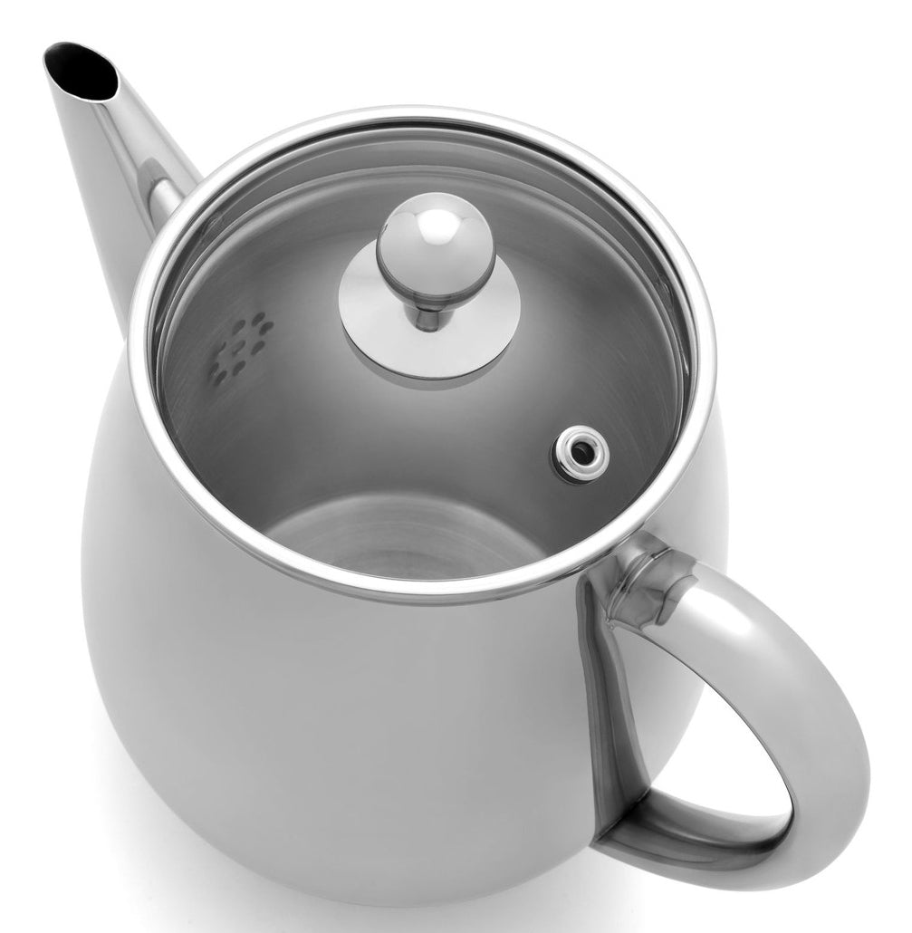 Bredemeijer Teekanne Duet Eva – 1,1 l, 23,0 × 14,5 × 19,5 cm, Edelstahl/Glas, Silber, mit Teefilter