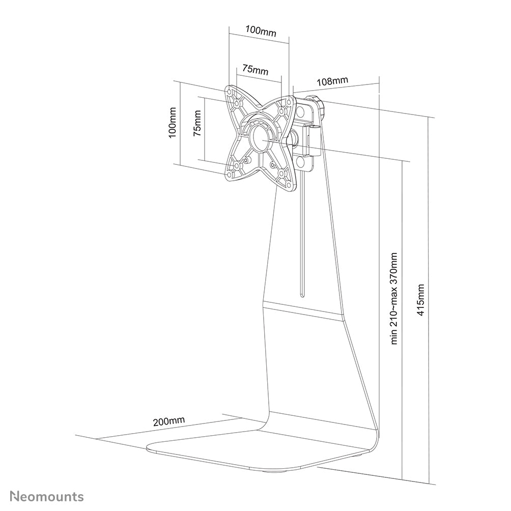 Neomounts FPMA D850BLACK – Tischhalterung, Standfuss, bis 27", VESA 75 × 75/100 × 100 mm, 10 kg, schwarz