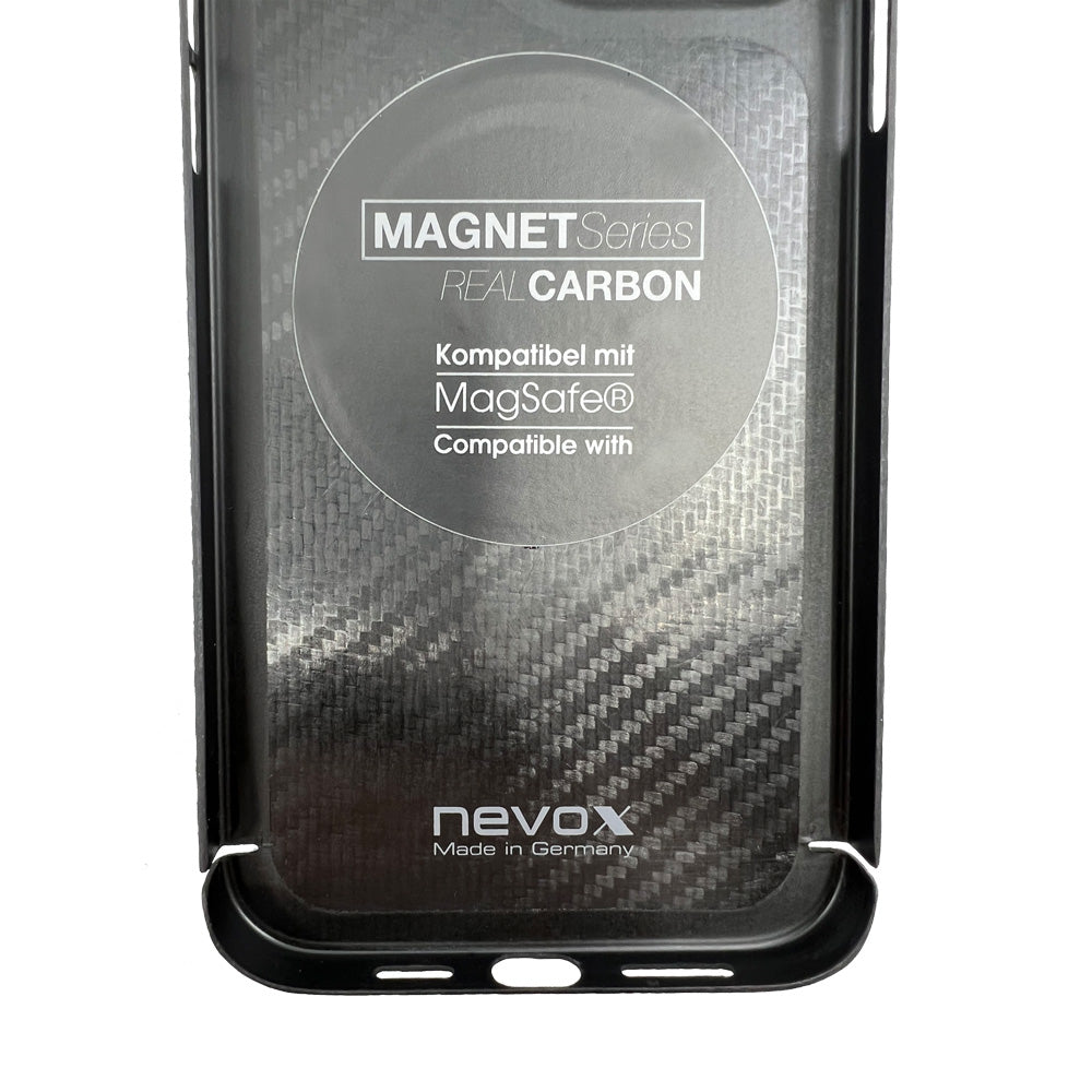 Nevox – Backcover Carbon Serie – für Apple iPhone 15 Pro – schwarz – Aramidfasern, MagSafe-kompatibel