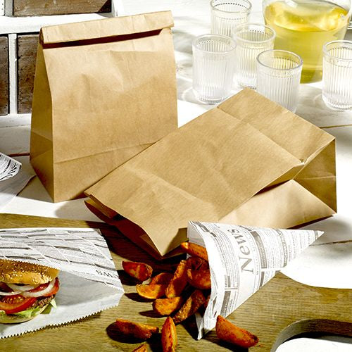 Papstar Papiertüte – 185 × 220 × 97 mm, bis 3 kg, braun, mit Blockboden – 250 Stk.