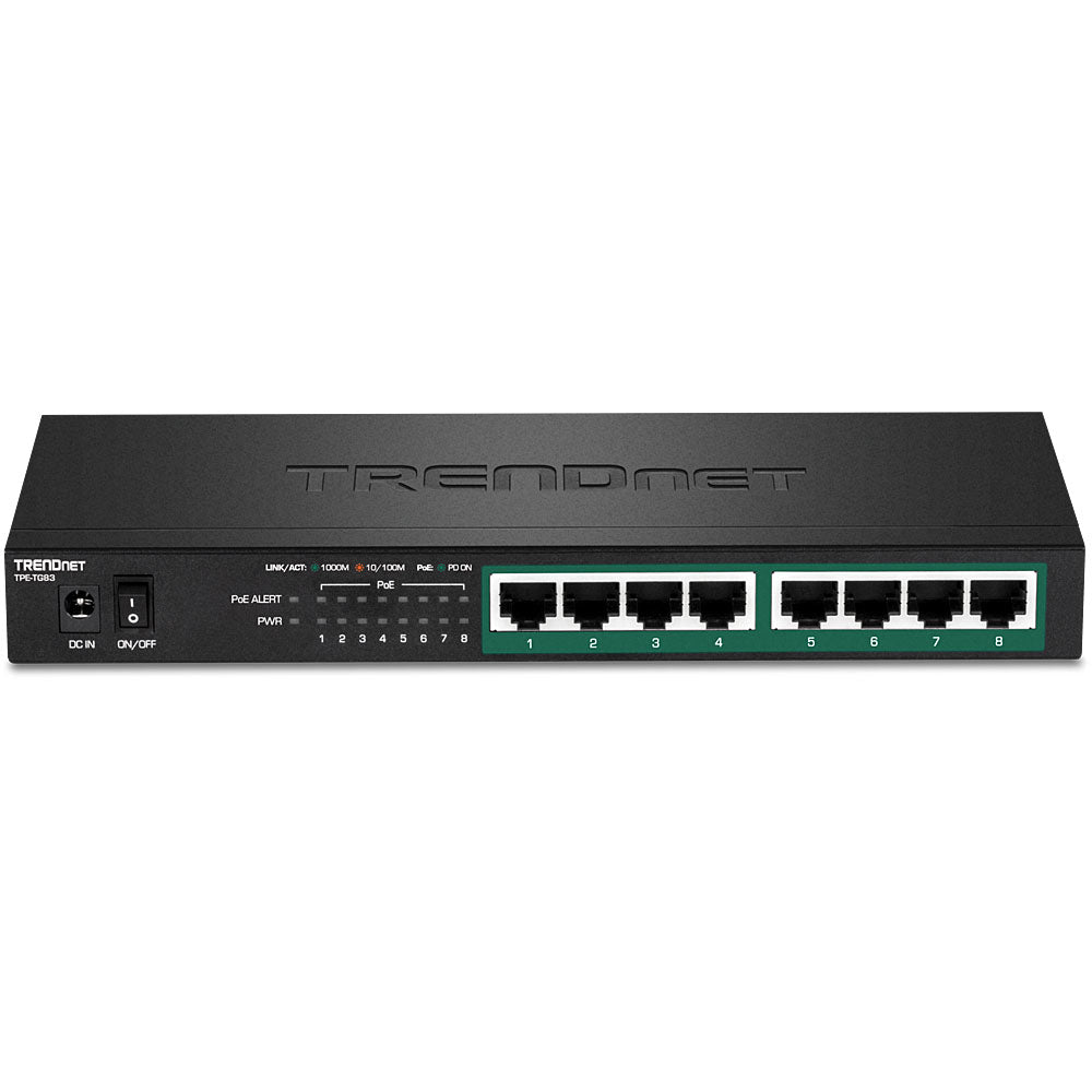TRENDnet TPE-TG83 – Unmanaged Switch – 8× 1G, PoE+, PoE-Budget 65 W, Desktop