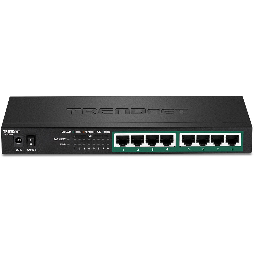 TRENDnet TPE-TG84 – Unmanaged Switch – 8× 1G, PoE+, PoE-Budget 120 W, Desktop