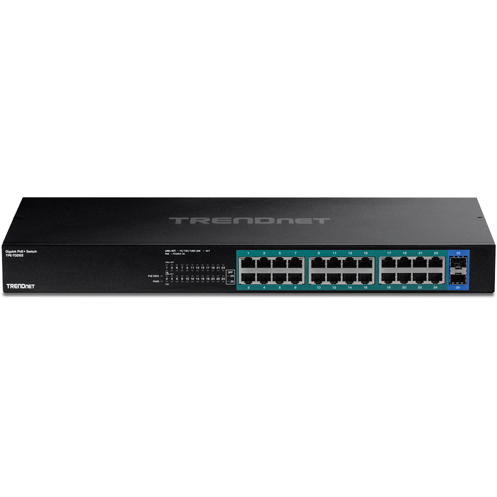 TRENDnet TPE-TG262 – Unmanaged L2 Switch – 24× 2,5G, 2× SFP, PoE+, PoE-Budget 380 W, 19", 1U