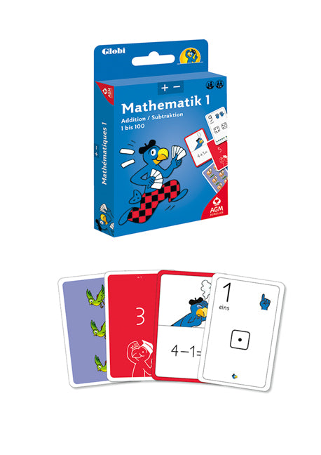 AGM AG Müller Lernspielkarten Globi Mathematik 1 – ab 1 Spieler, ab 7 Jahren, d/f/i/e, 110 Karten, 90 × 144 × 20 mm