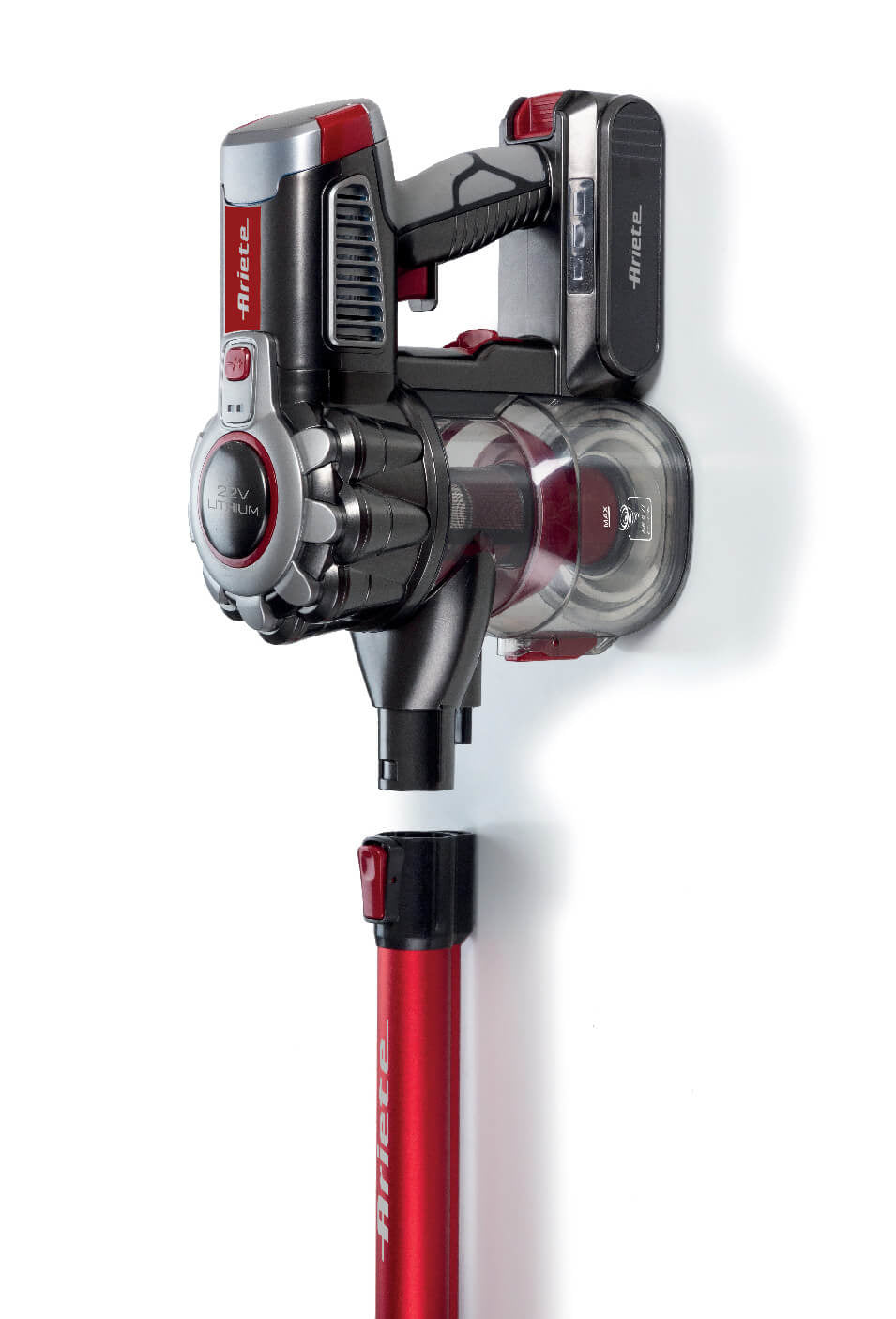 Ariete Stabstaubsauger – ARI-2757, 22,2 V / 120 W, beutellos / 1 l / HEPA / Rot