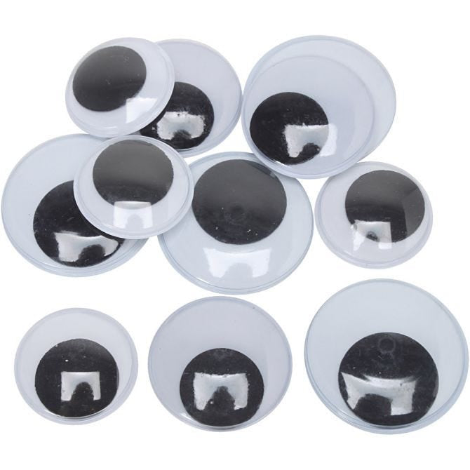 Creativ Company Wackelaugen, Selbstklebend, Schwarz, Weiss, 30 mm, 35 mm, 40 mm, 300 Stk., Art.-Nr. 762135
