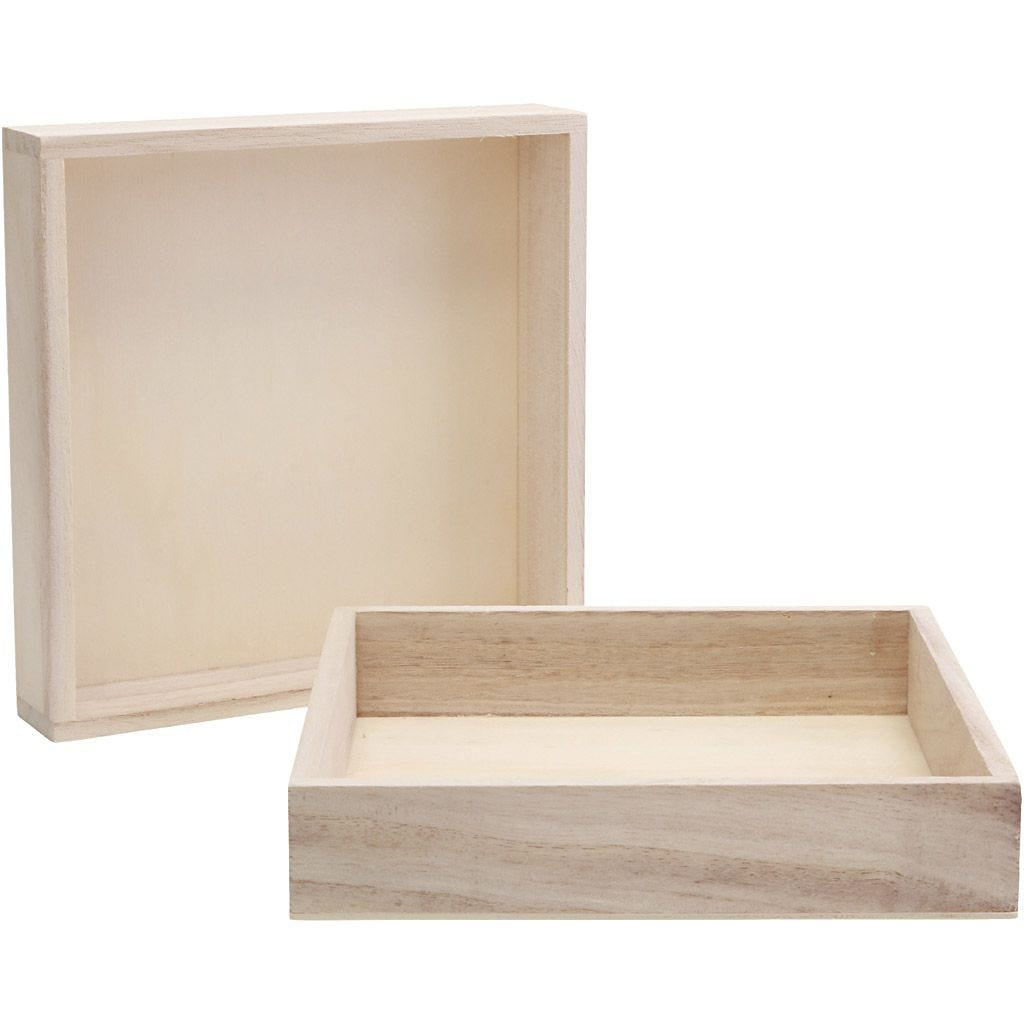 Creativ Company Holzrahmen eckig, Pappelholz, braun, 16,2 × 16,2 × 3 cm, 10er-Set