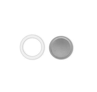 Bialetti Dichtungsring & Filterplatte – für Moka Express, Brikka 4 Tassen, Ø 6,4 cm