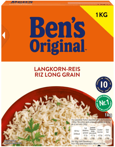 Ben's Original Reis – Langkorn – 2 kg – Vegan – 32 Portionen
