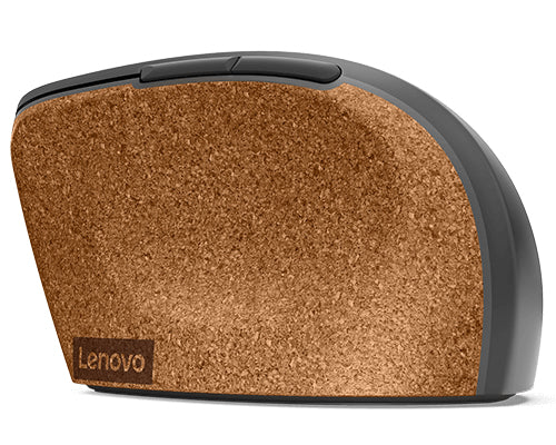 Lenovo Go Wireless Vertical – Vertikale Maus – Kabellos (2,4 GHz), rechts, Grau, Holz