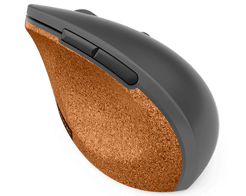 Lenovo Go Wireless Vertical – Vertikale Maus – Kabellos (2,4 GHz), rechts, Grau, Holz