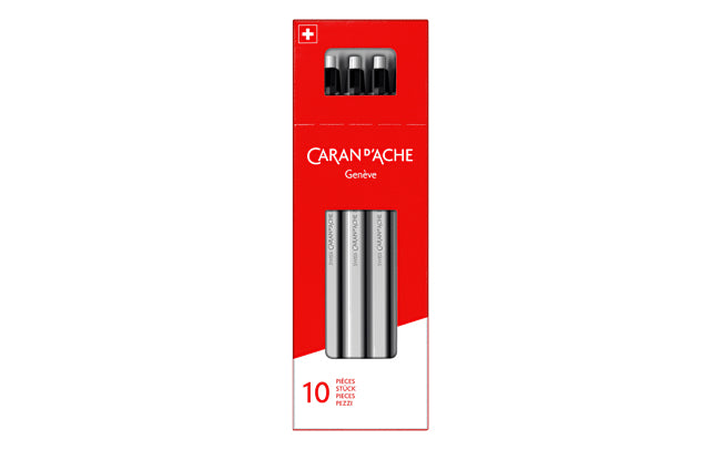 Caran d-Ache 825 Kugelschreiber – 10er Pack, Schwarz, Mittel, Druck