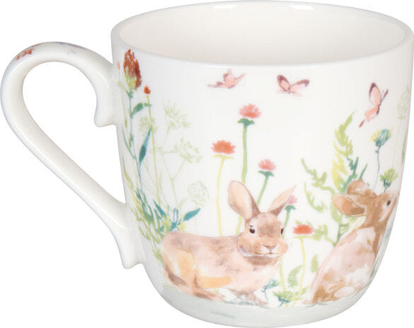 Könitz Porzellan Könitz Kaffeetasse Spring Bunnies – 420 ml, Ø 9,7 cm, Porzellan, Mehrfarbig, spülmaschinenfest