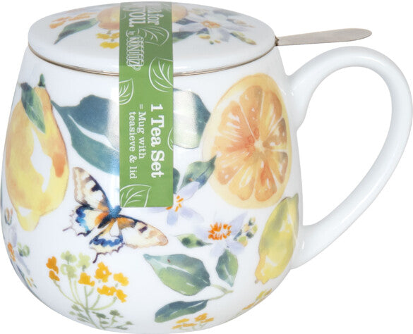 Könitz Porzellan Könitz Teetasse – 420 ml, Ø 8,2 cm, Porzellan, Mehrfarbig, mit Deckel, spülmaschinenfest, mikrowellengeeignet