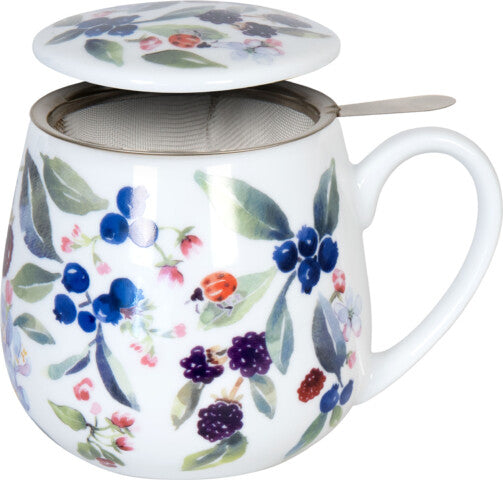 Könitz Porzellan Teetasse Fruity Tea Berry – 420 ml, Ø 8,2 cm, Porzellan, mit Deckel, spülmaschinenfest