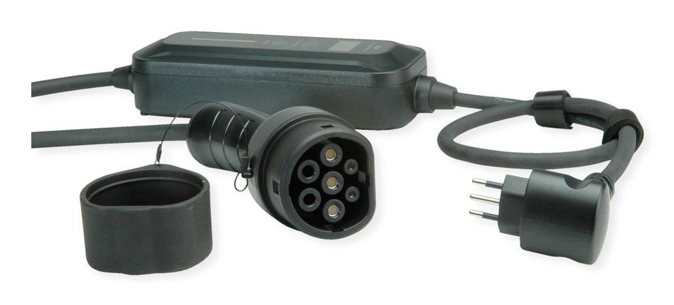 ROLINE E-Auto-Ladekabel 2300 W – Mode 2, einphasig – CEI23-50 (Typ L) & Typ 2, 3 m – für Typ-2-Fahrzeuge