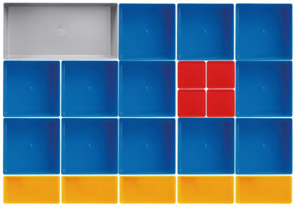 KRAFTWERK Insetboxenset – 22-teilig, blau/grau/rot/gelb