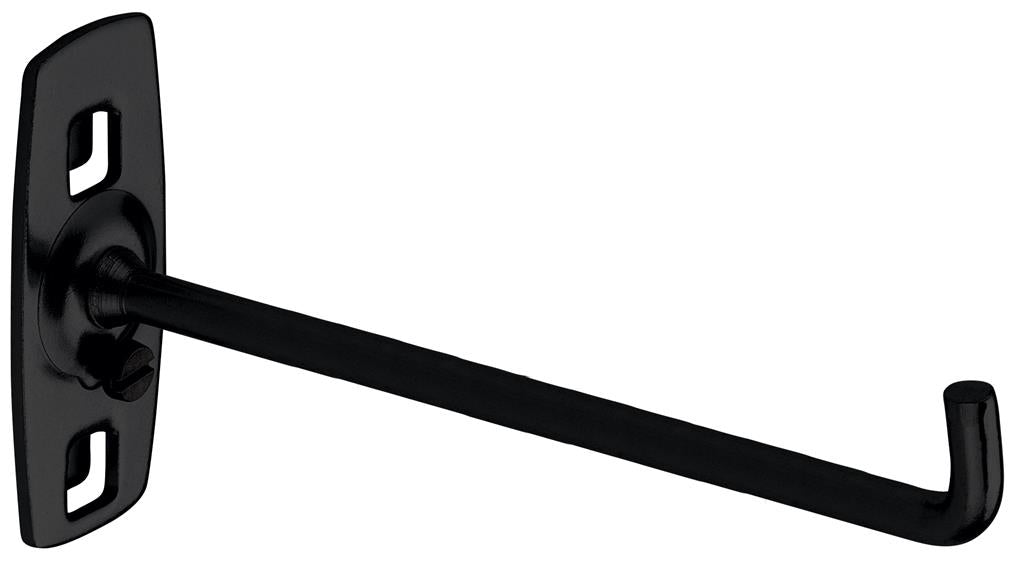 Kraftwerk 145.111.135 Wandhalterung – senkrechtes Hakenende, schwarz, B 135 × H 30 × T 10 mm
